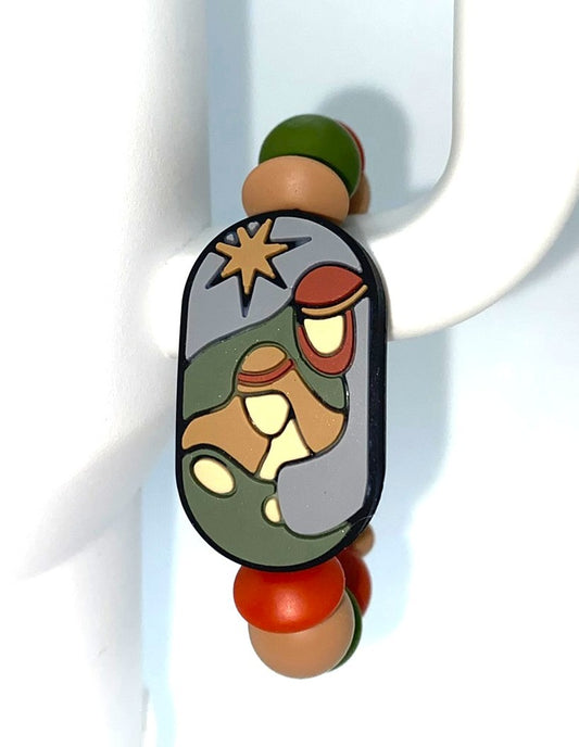 Nativity Scene Oval Christmas Stanley Tumbler Cup Handle Charm