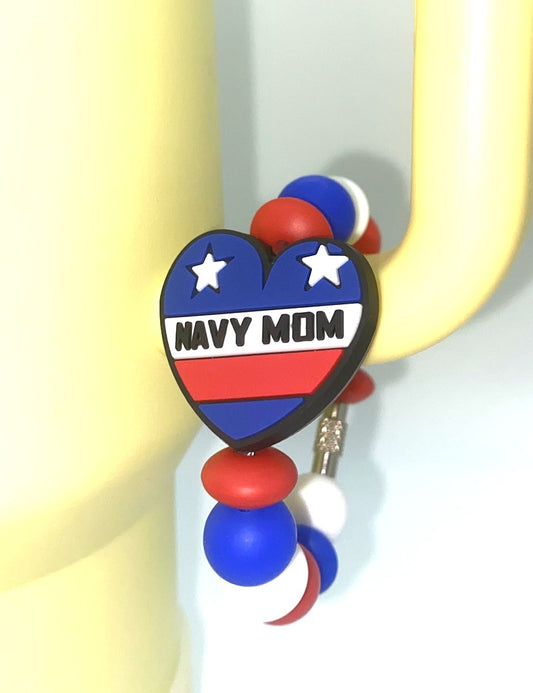 Navy Mom Heart Military Branch Stanley Tumbler Cup Handle Charm