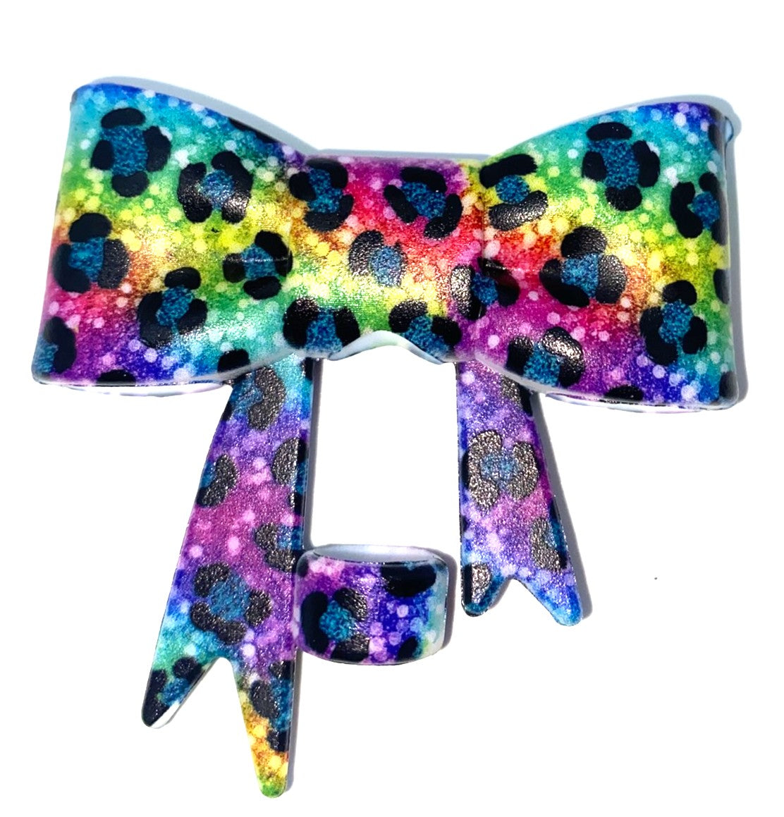 Colorful Neon LF Leopard Print Bow Straw Topper