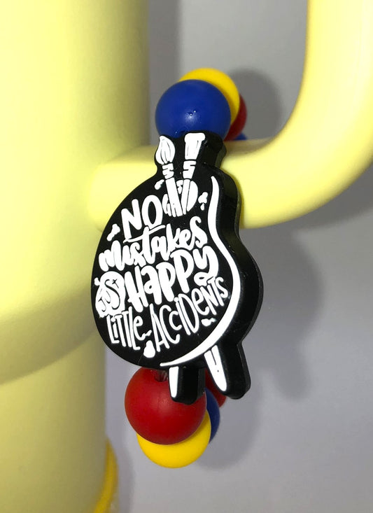 No Mistakes Just Happy Accidents Bob Ross Stanley Tumbler Cup Handle Charm