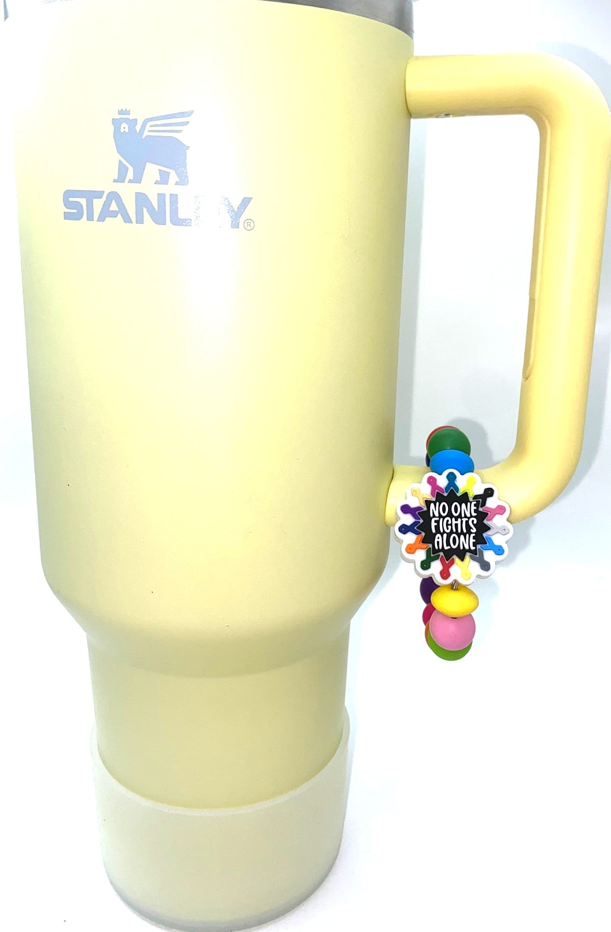 No One Fights Alone Cancer Ribbons Awareness Stanley Tumbler Cup Handle Charm