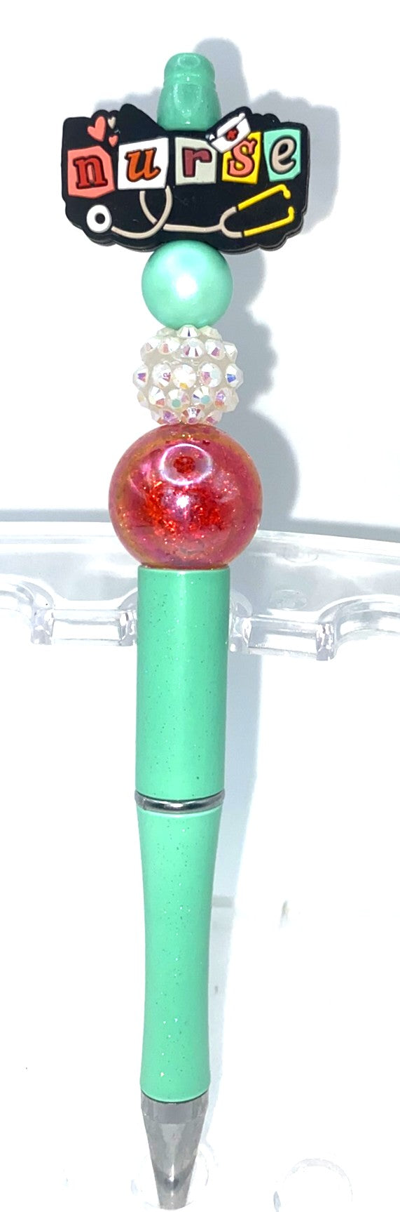 Nurse Block Letters w/Stethoscope Beaded Pen