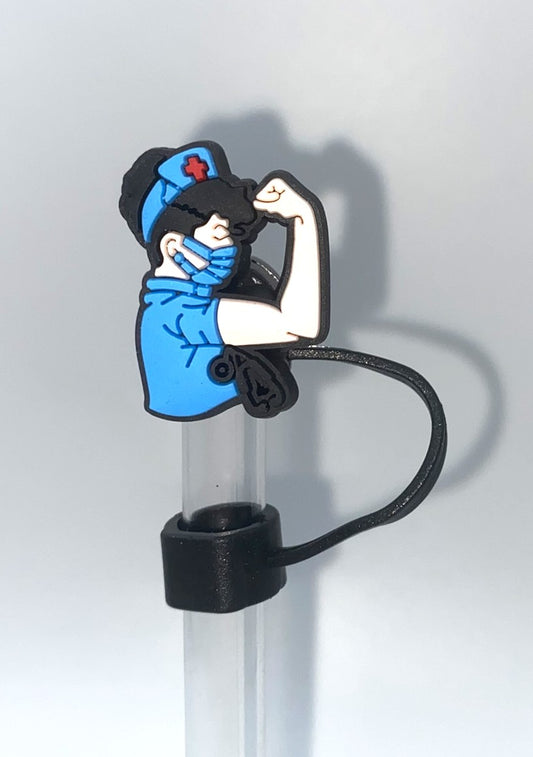 Strong Nurse Rosie The Riveter Medical Straw Topper