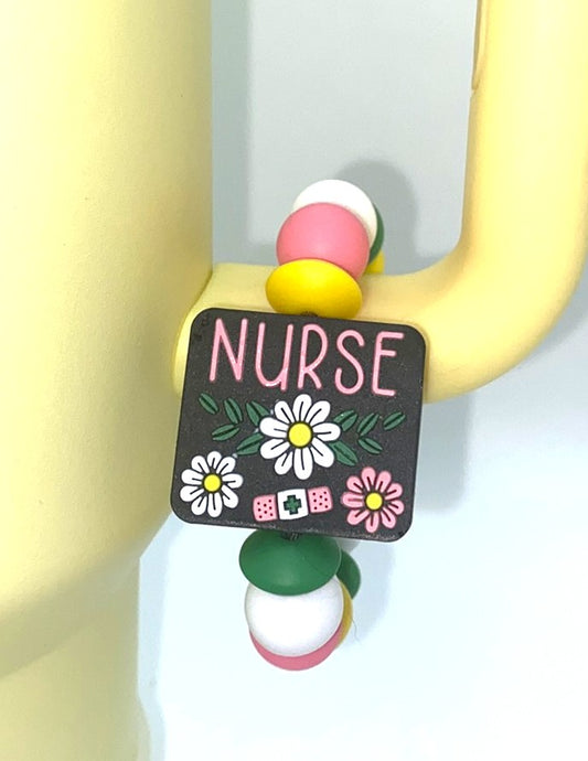 Nurse Daisy Band Aid Stanley Tumbler Cup Handle Charm DAMAGED-READ DESCRIPTION