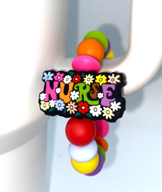 Nurse Flowers Stanley Tumbler Cup Handle Charm
