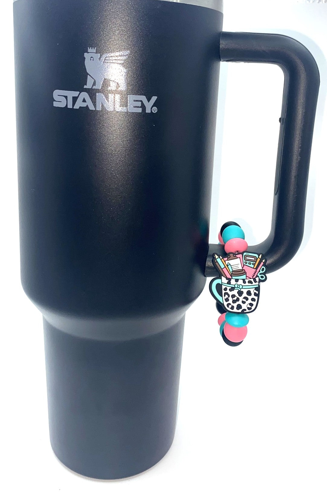 Office Life Work Leopard Black & White Mug Office Supplies Stanley Tumbler Cup Handle Charm