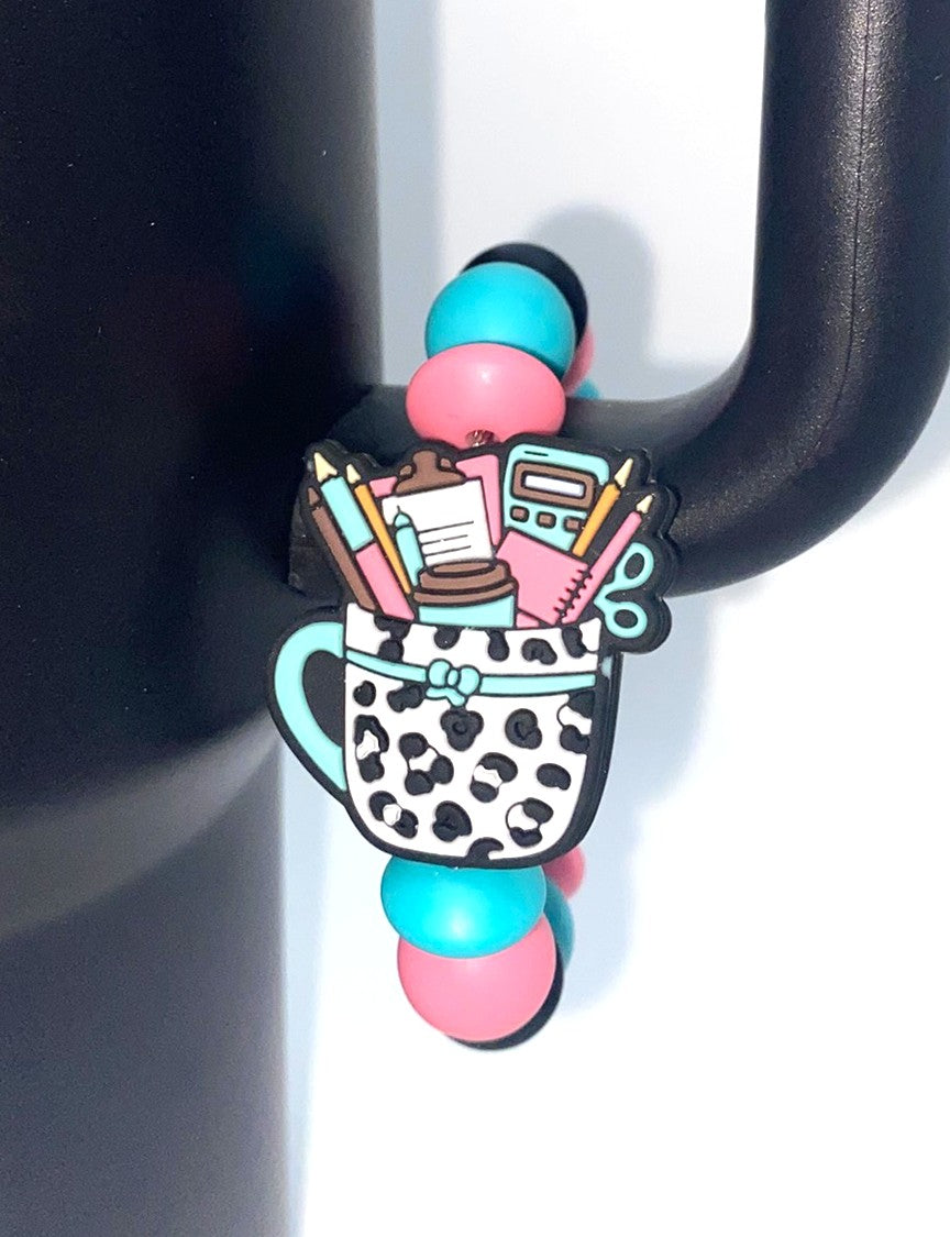 Office Life Work Leopard Black & White Mug Office Supplies Stanley Tumbler Cup Handle Charm