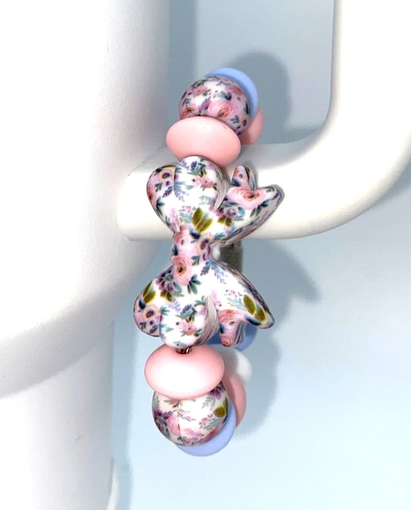 Floral Print Coquette Bow Stanley Tumbler Cup Handle Charm