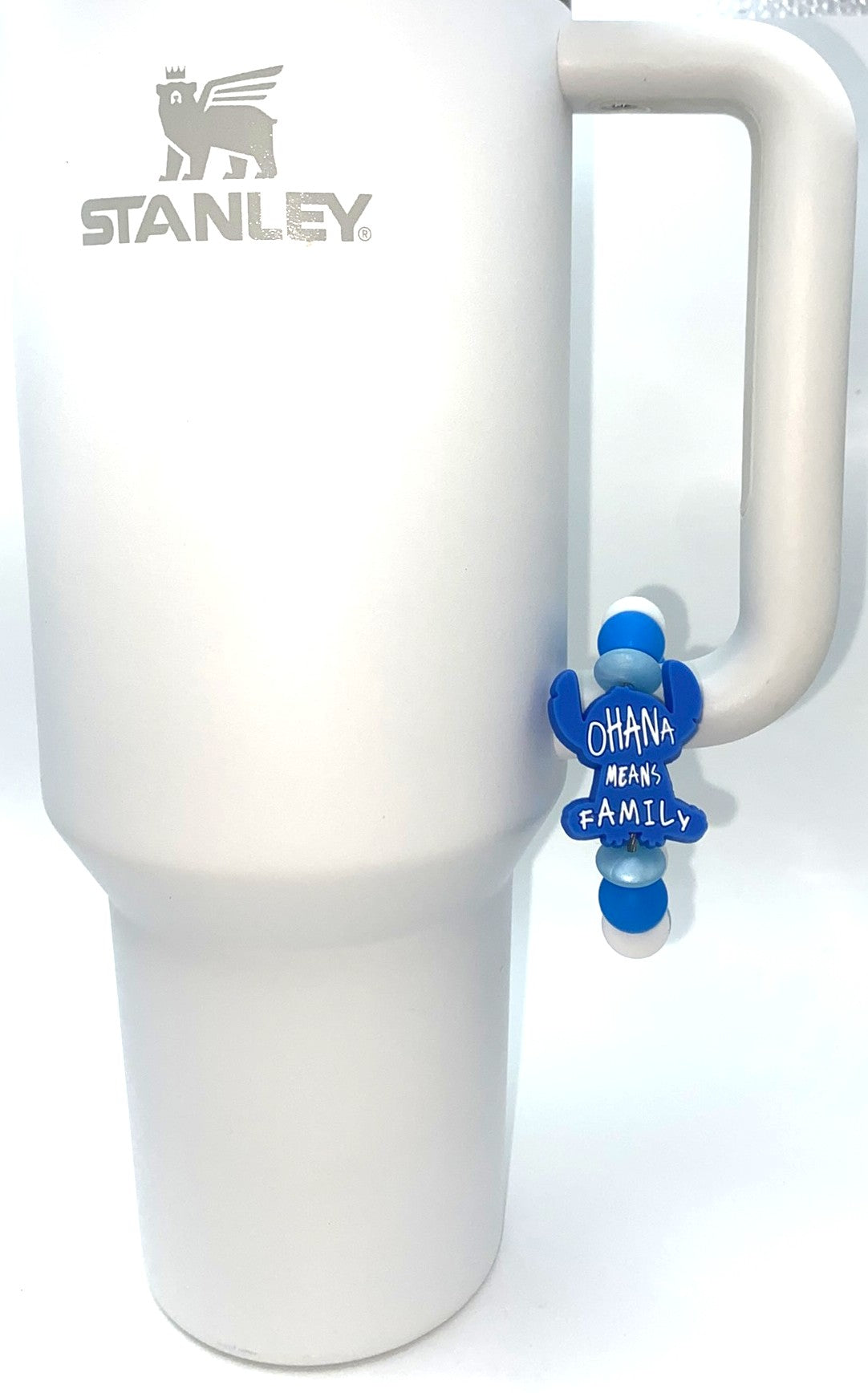 Ohana Means Family Blue Alien Stanley Tumbler Cup Handle Charm