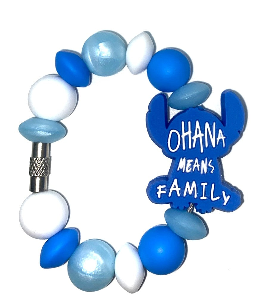 Ohana Means Family Blue Alien Stanley Tumbler Cup Handle Charm