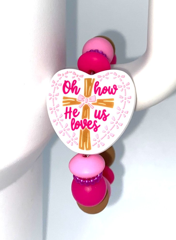 Oh How He Loves Us Cross Stanley Tumbler Cup Handle Charm