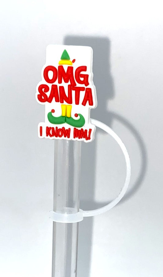 OMG Santa I Know Him Buddy Elf Straw Topper