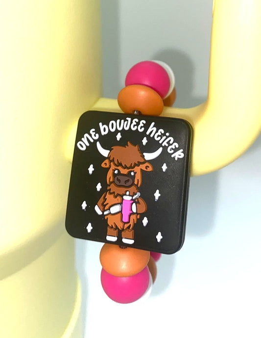 One Boujee Heifer Highland Cow Stanley Tumbler Cup Handle Charm