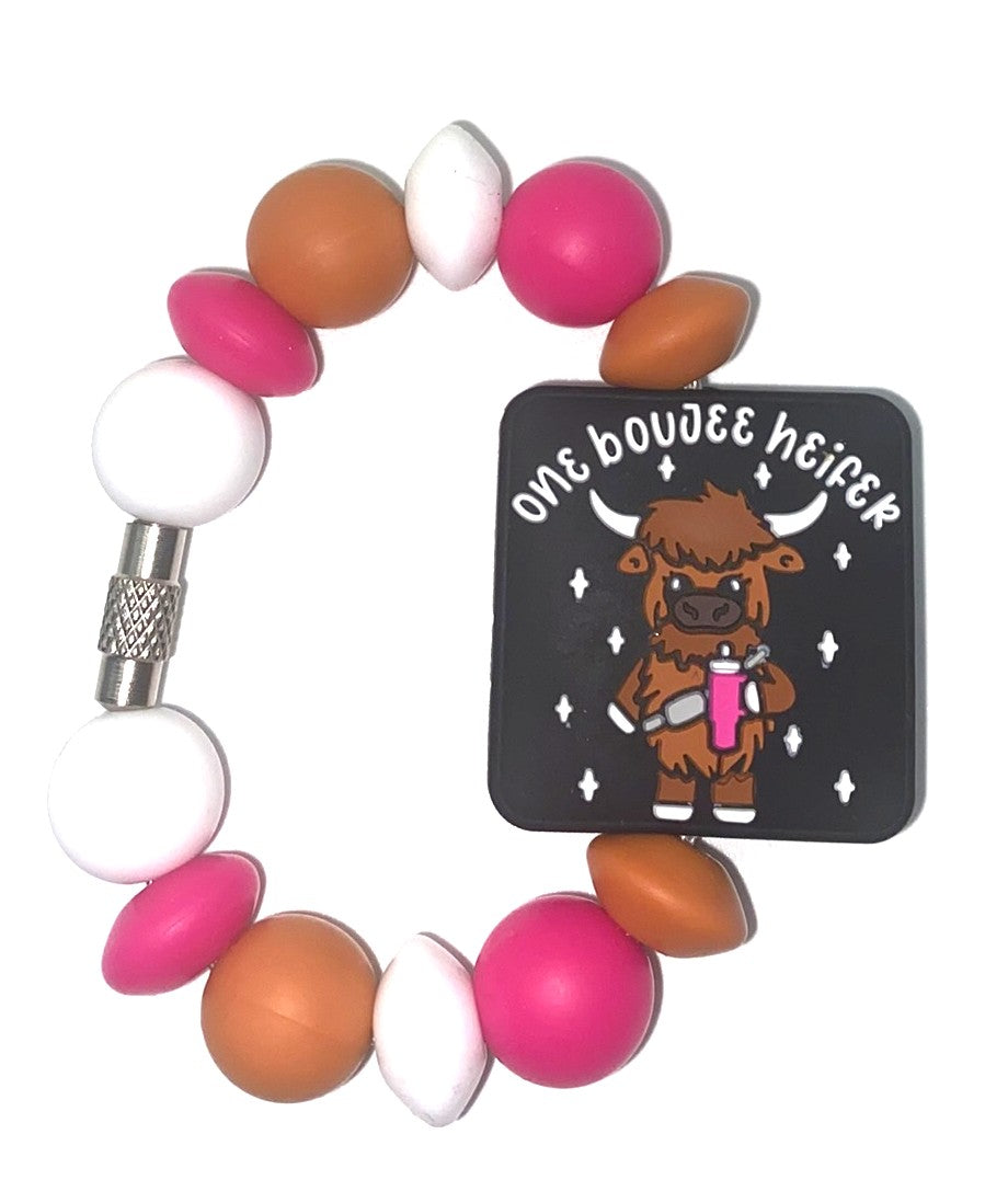 One Boujee Heifer Highland Cow Stanley Tumbler Cup Handle Charm