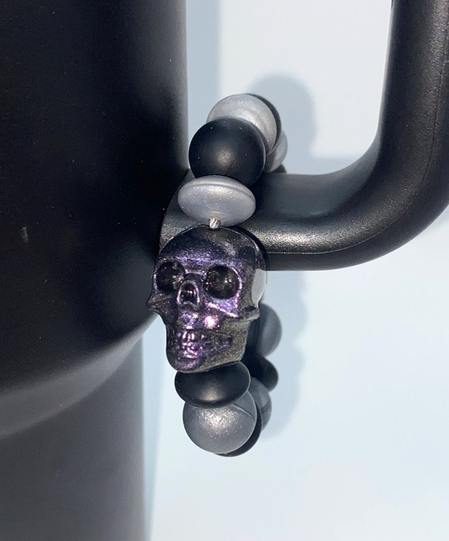 Opal Black Skull Stanley Tumbler Cup Handle Charm
