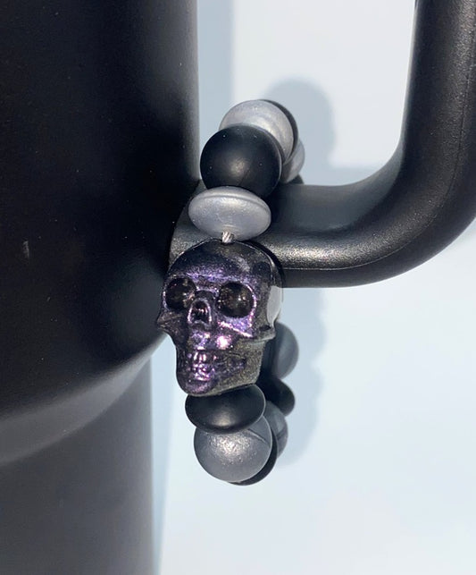 Opal Black Skull Stanley Tumbler Cup Handle Charm
