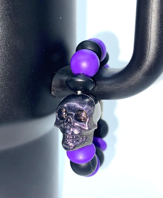Opal Black Skull Stanley Tumbler Cup Handle Charm