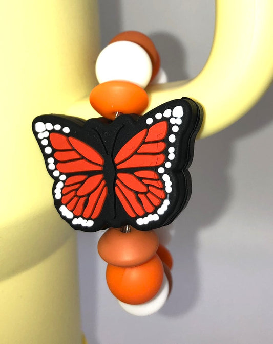 Orange Monarch Butterfly Stanley Tumbler Cup Handle Charm