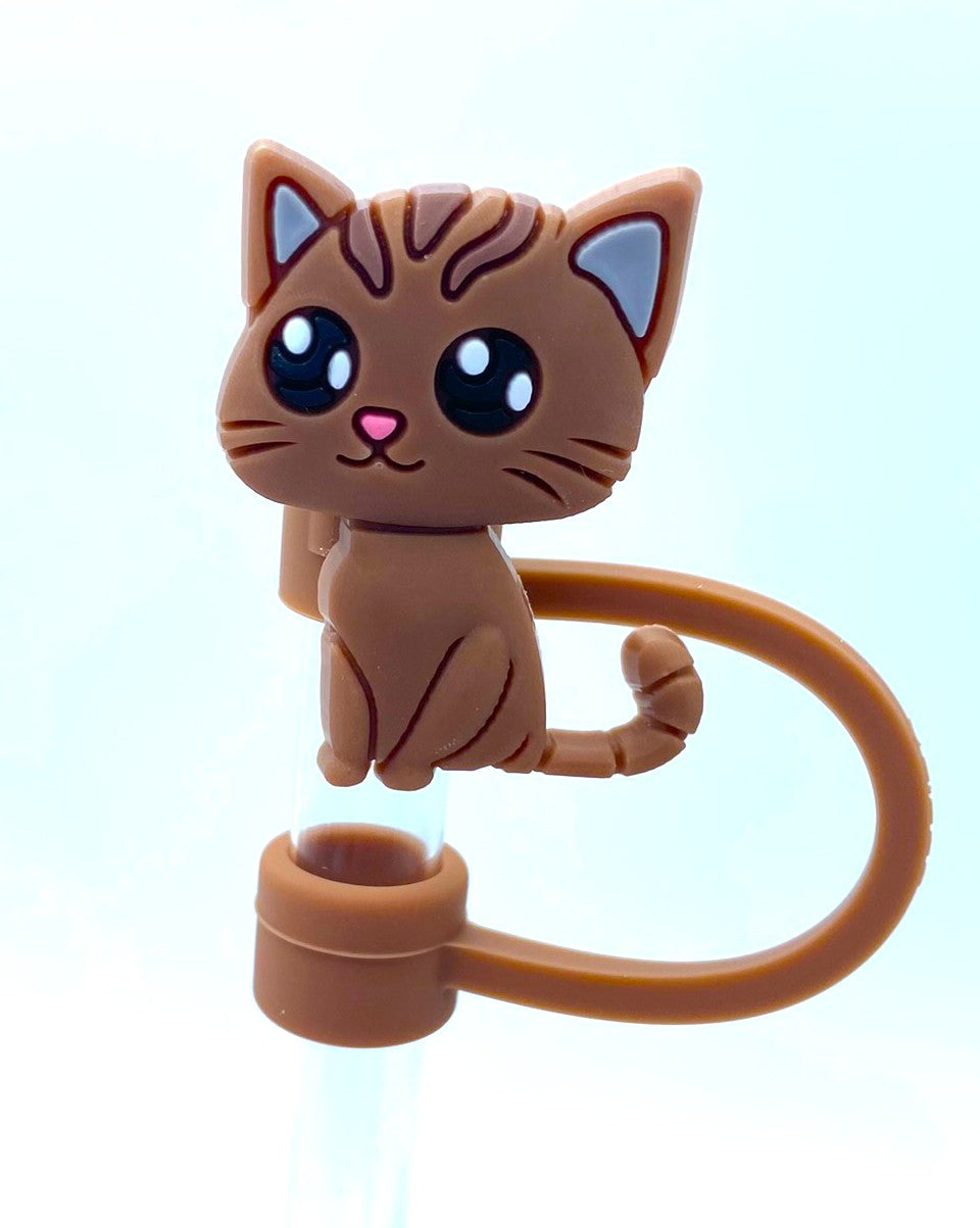 Brown Tabby Kitty Cat Straw Topper
