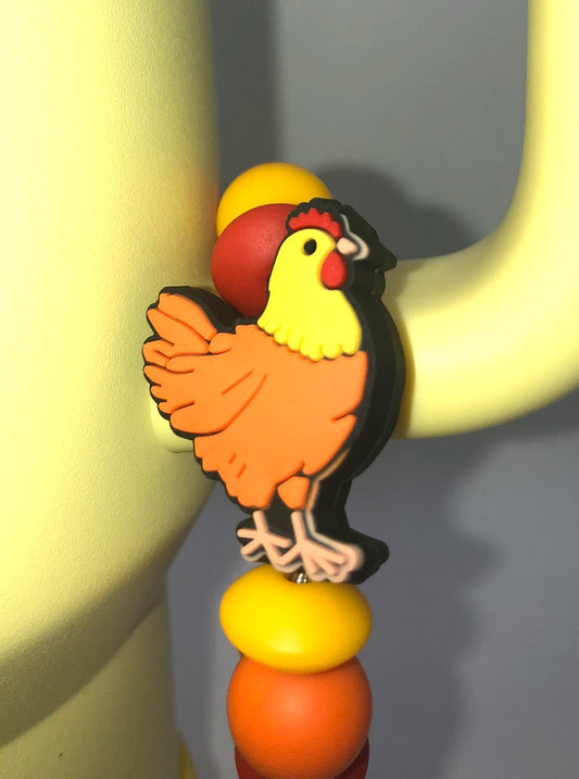 Yellow & Orange Hen Chicken Stanley Tumbler Cup Handle Charm