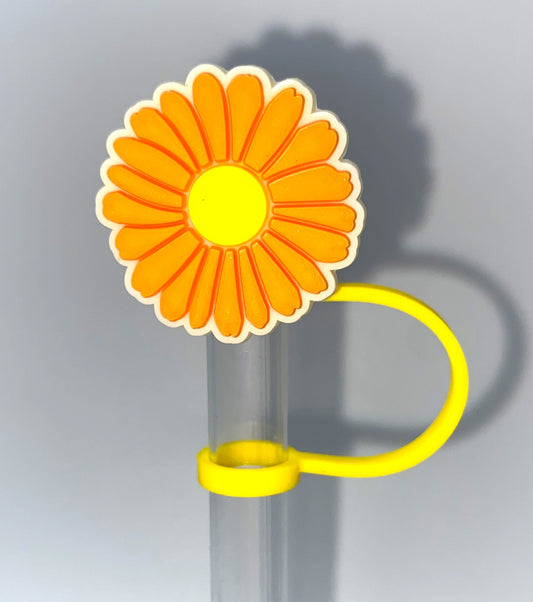 Orange Daisy Flower Straw Topper