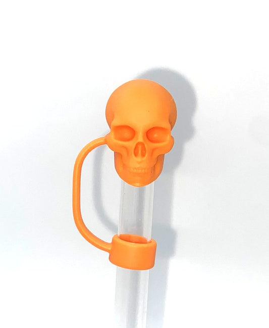 Orange Skull 3D Straw Topper