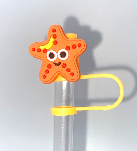 Orange Starfish Straw Topper