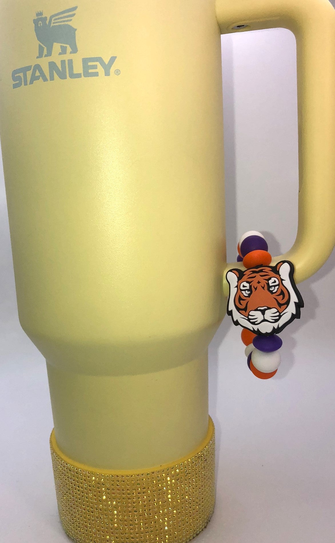 College Football Clemson Orange Tiger Face Stanley Tumbler Cup Handle Charm