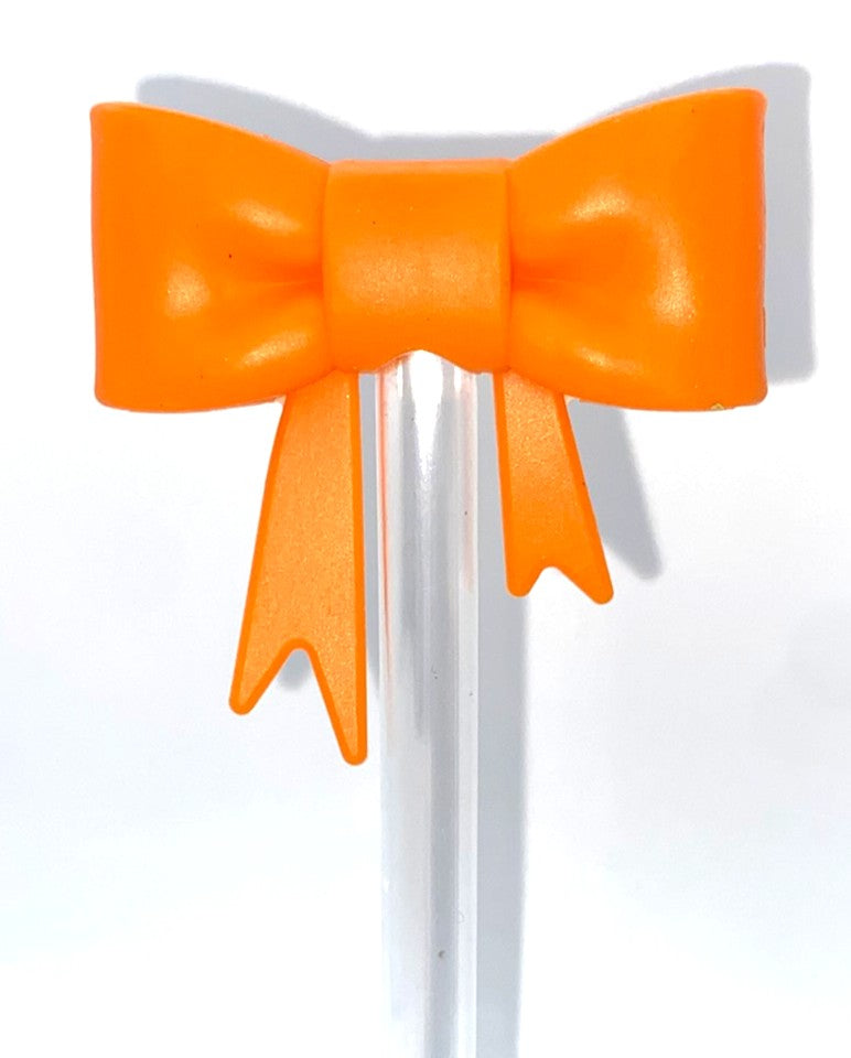 Orange Bow Straw Topper