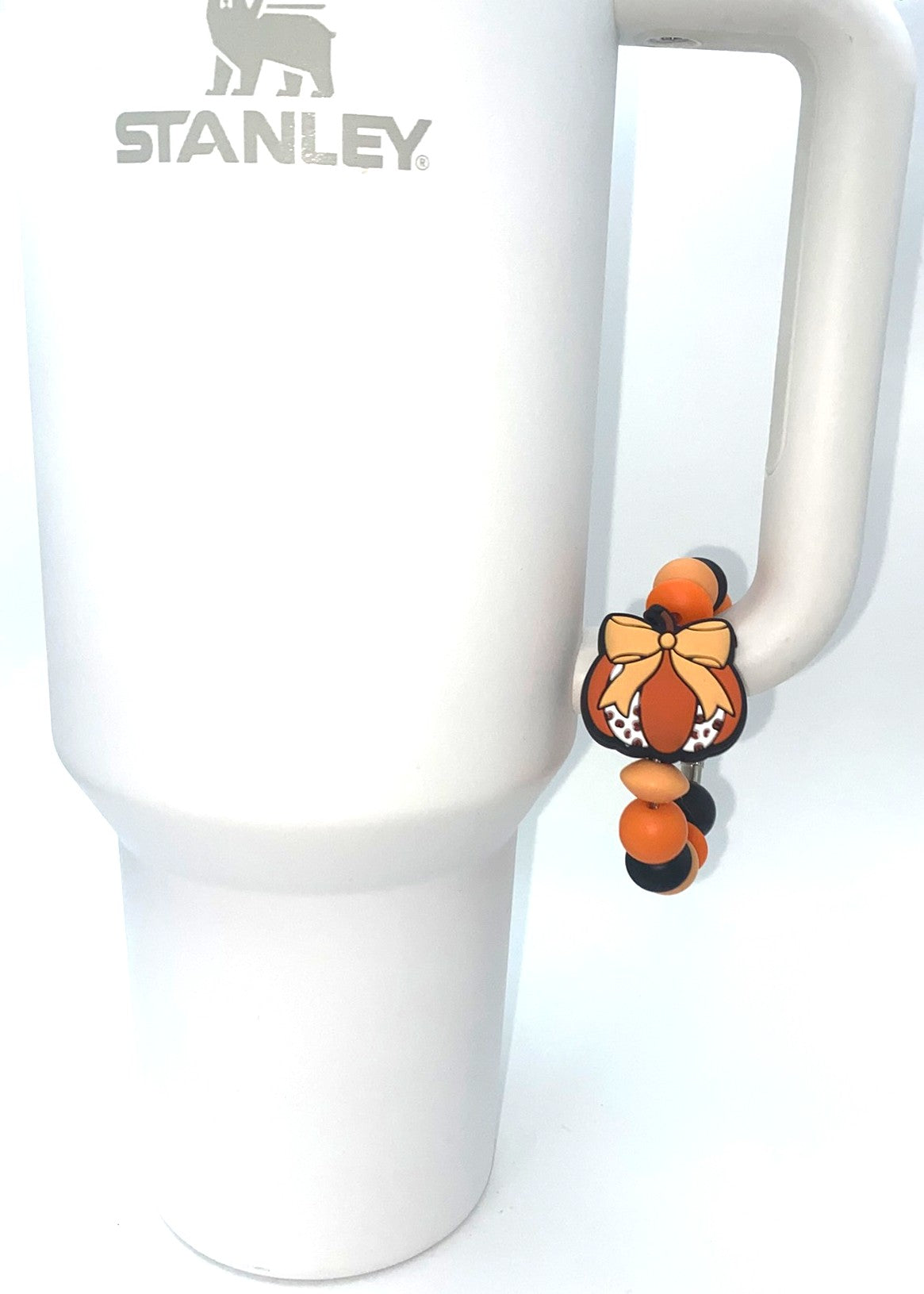 Orange Coquette Bow Cow Pumpkin Stanley Tumbler Cup Handle Charm