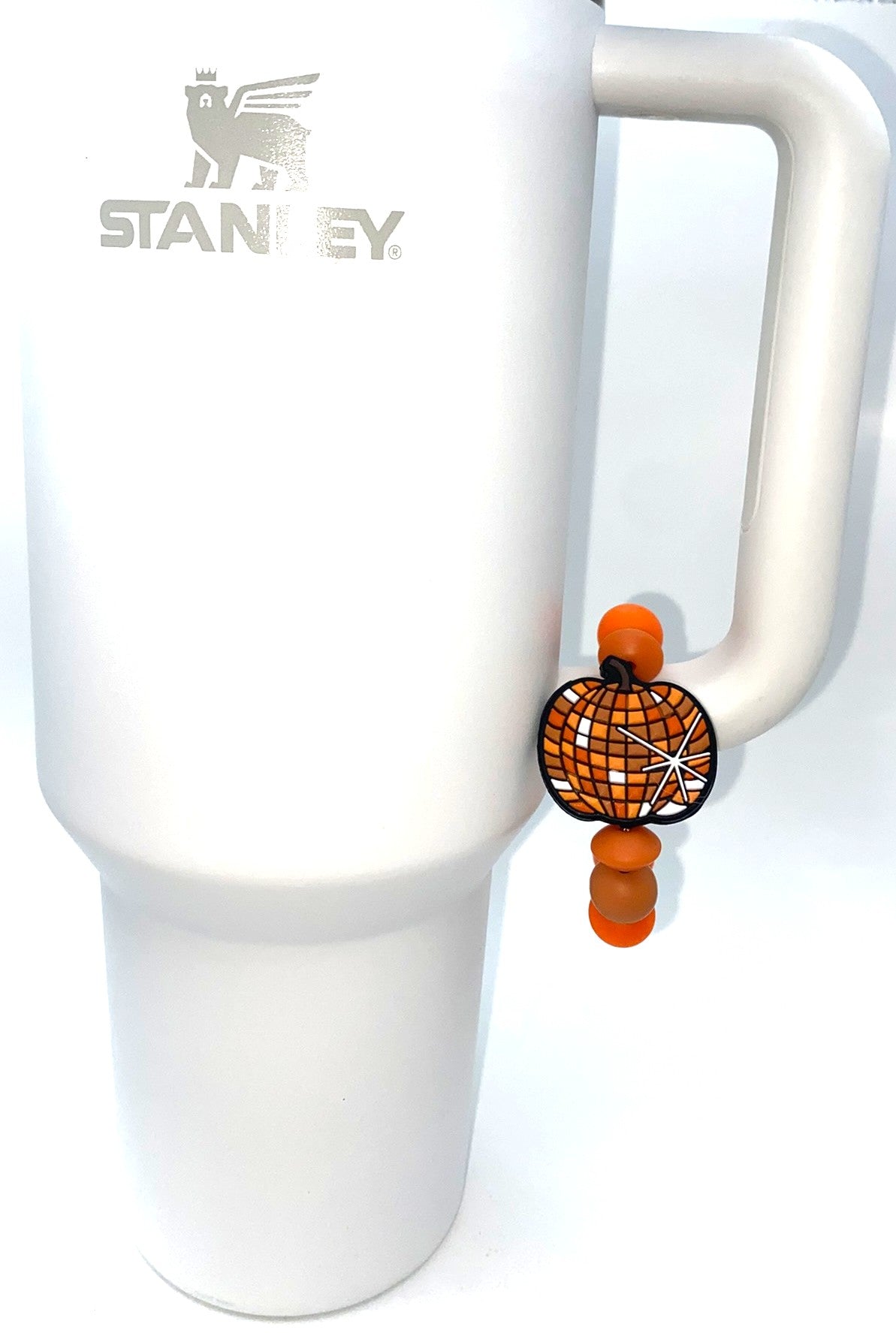 Orange Checkered Pumpkin Stanley Tumbler Cup Handle Charm