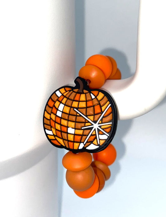Orange Checkered Pumpkin Stanley Tumbler Cup Handle Charm