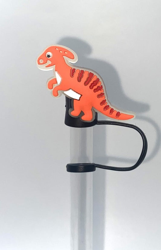 Orange Dinosaur Straw Topper