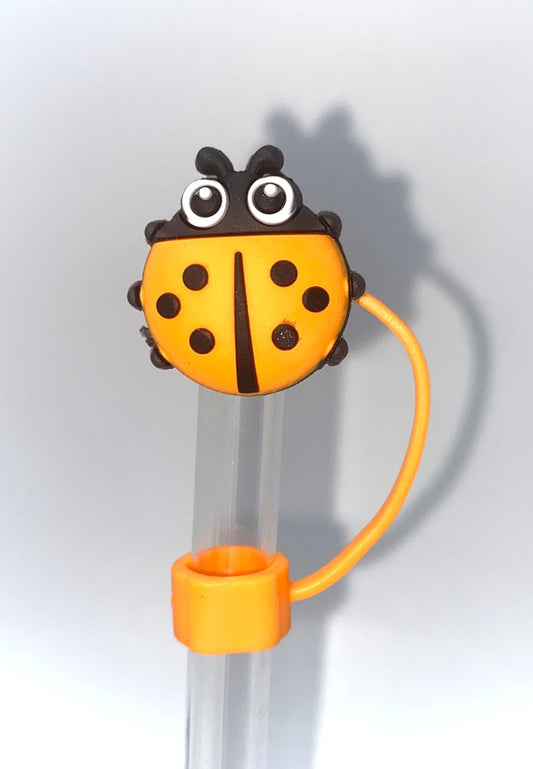 Ladybug Orange Straw Topper