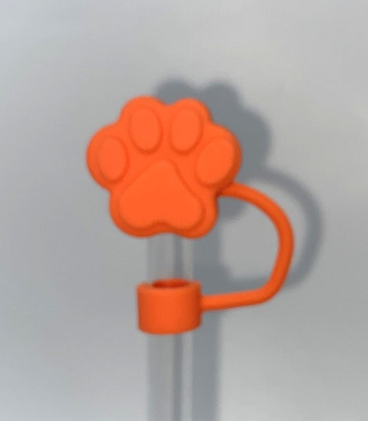 Orange Paw 3D Straw Topper