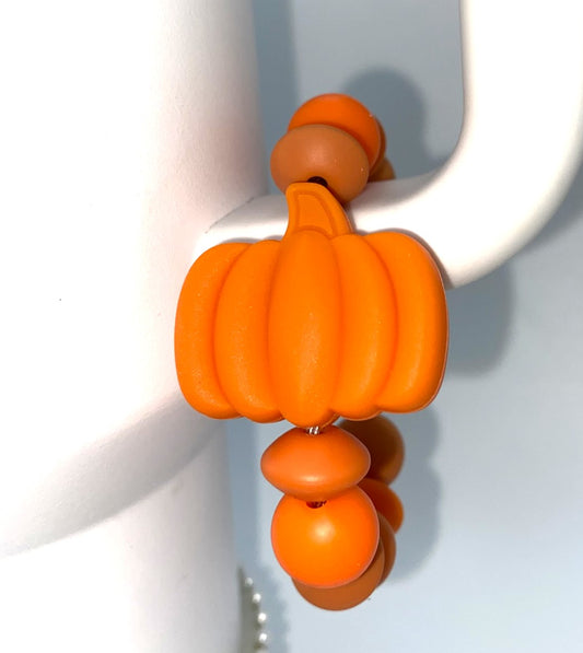 Orange Ridged Pumpkin Stanley Tumbler Cup Handle Charm