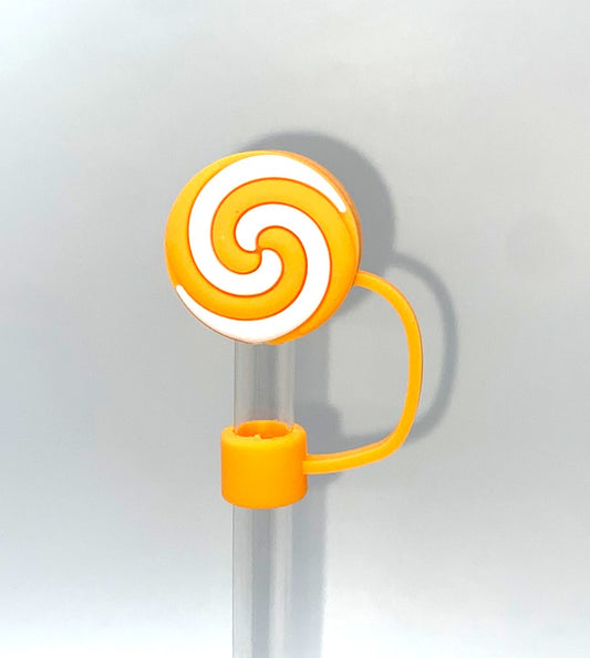 Orange Swirl Candy 3D Halloween Straw Topper