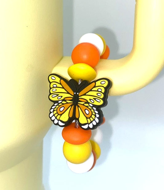 Yellow & Orange Monarch Butterfly Stanley Tumbler Cup Handle Charm