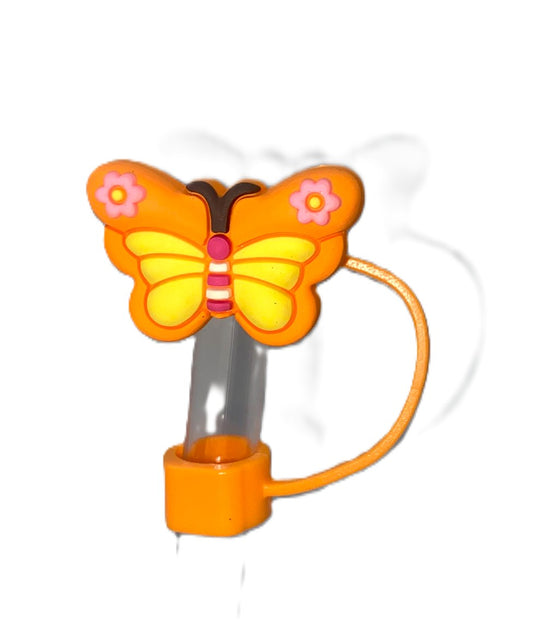 Orange Butterfly Straw Topper