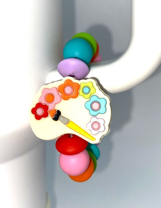 Artist Paint Palette Floral Stanley Tumbler Cup Handle Charm