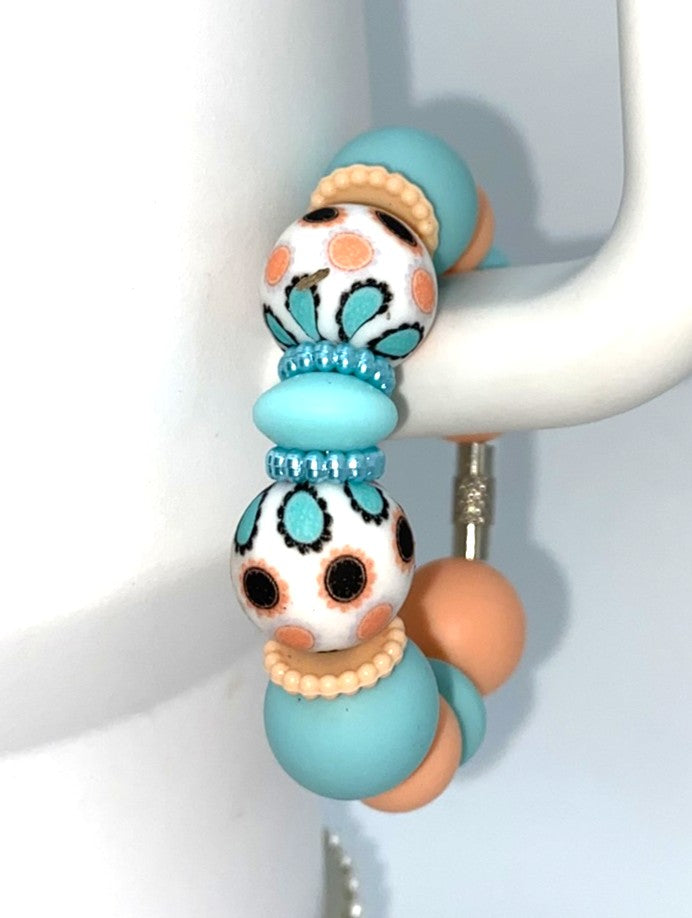 Paisley Mix Peach & Mint Stanley Tumbler Cup Handle Charm