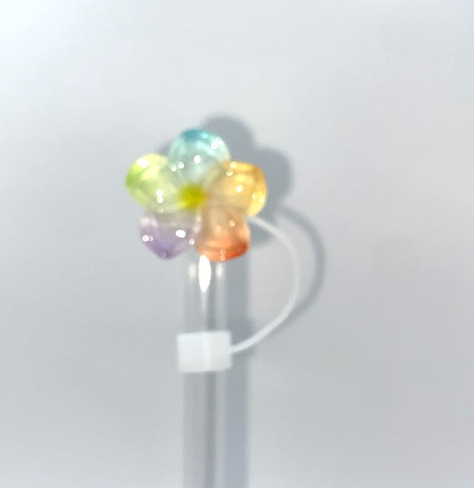 Pastel Resin Plumeria Flower Straw Topper