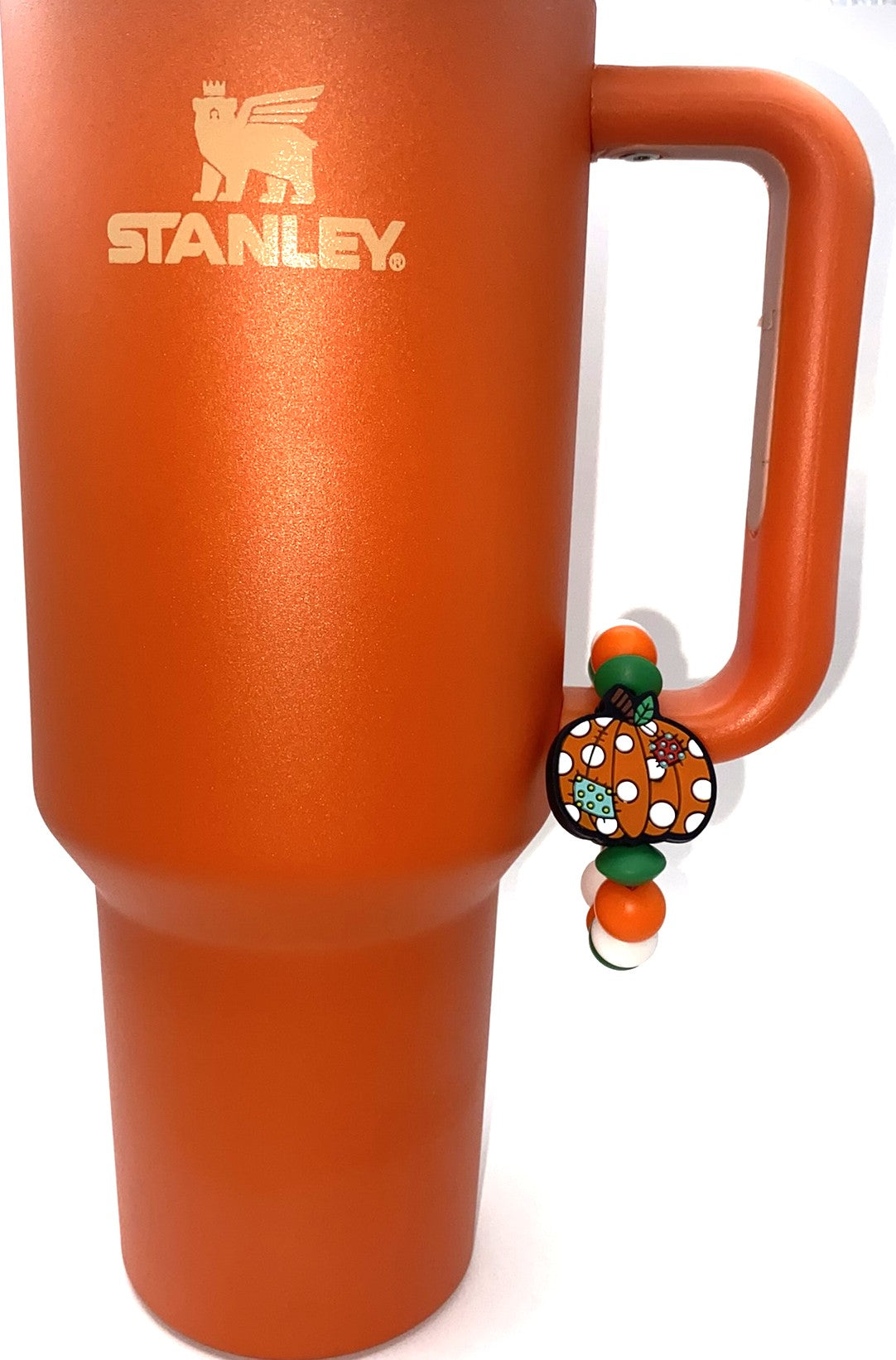 Patchwork Polka Dot Pumpkin Fall Stanley Tumbler Cup Handle Charm