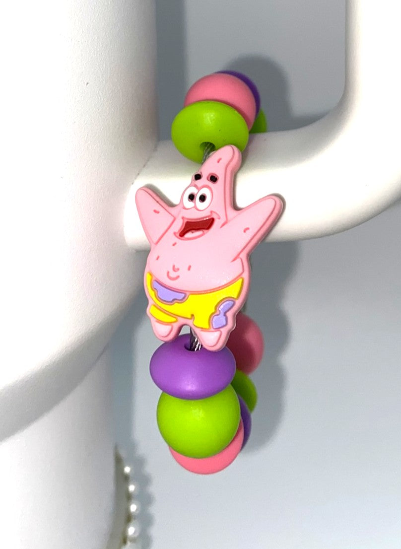 Pink Starfish Sponge Friend Cartoon Stanley Tumbler Cup Handle Charm