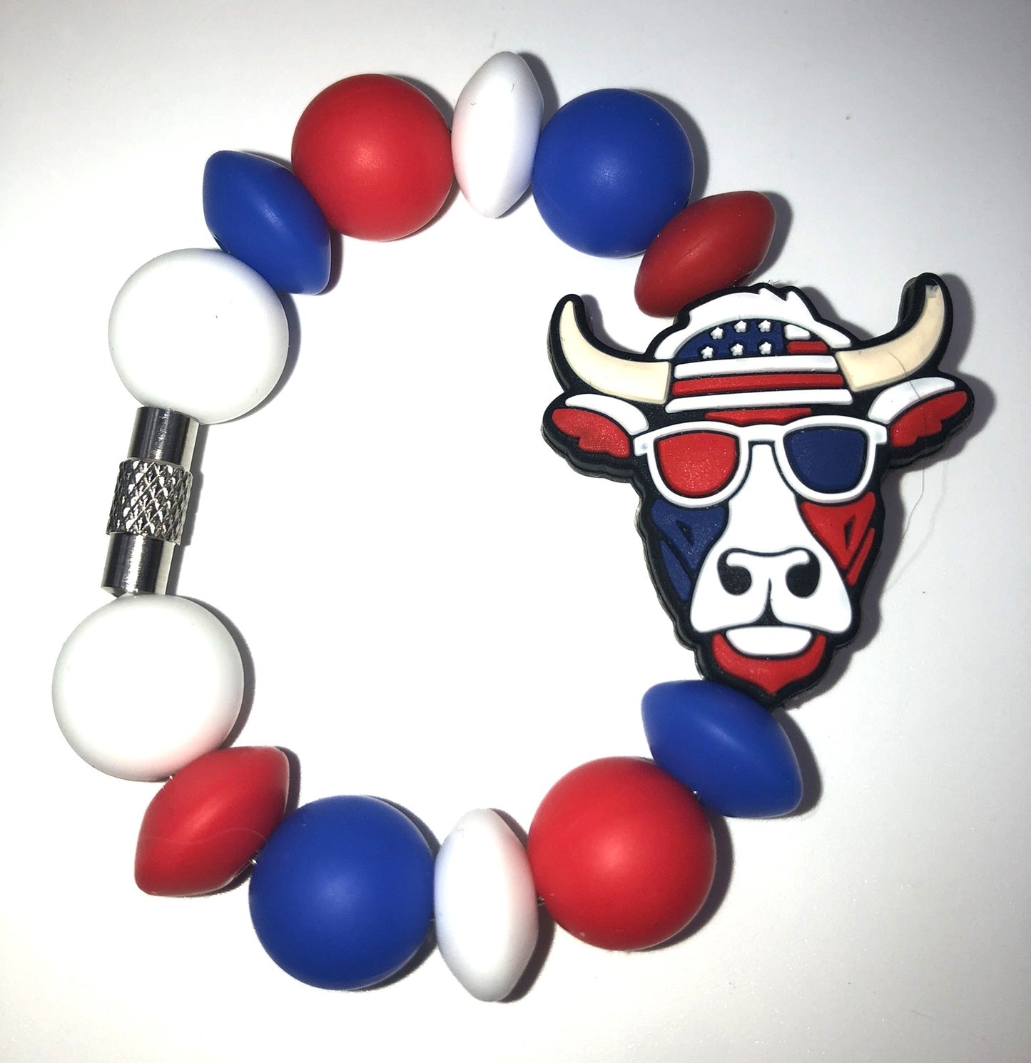 Patriotic Cow w/Sunglasses Stanley Tumbler Cup Handle Charm