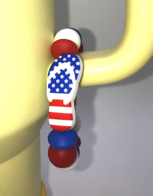 Patriotic Flip Flop Flag Stanley Tumbler Cup Handle Charm