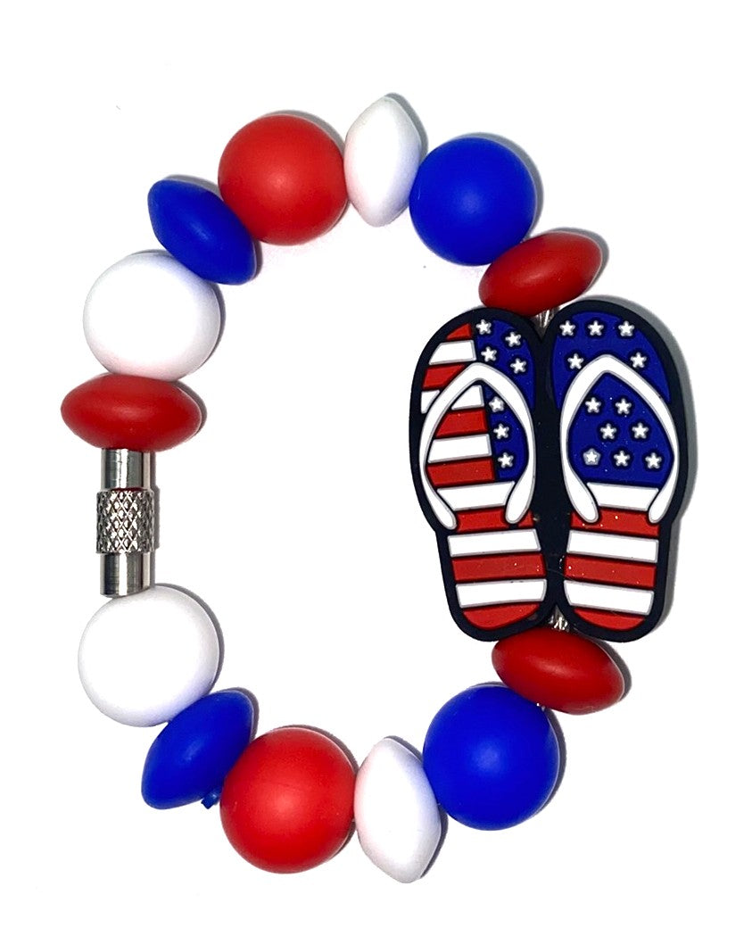 Patriotic Flip Flops Flag Stanley Tumbler Cup Handle Charm