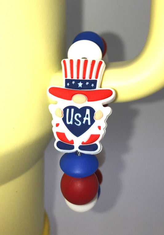 Patriotic Uncle Sam Gnome Stanley Tumbler Cup Handle Charm