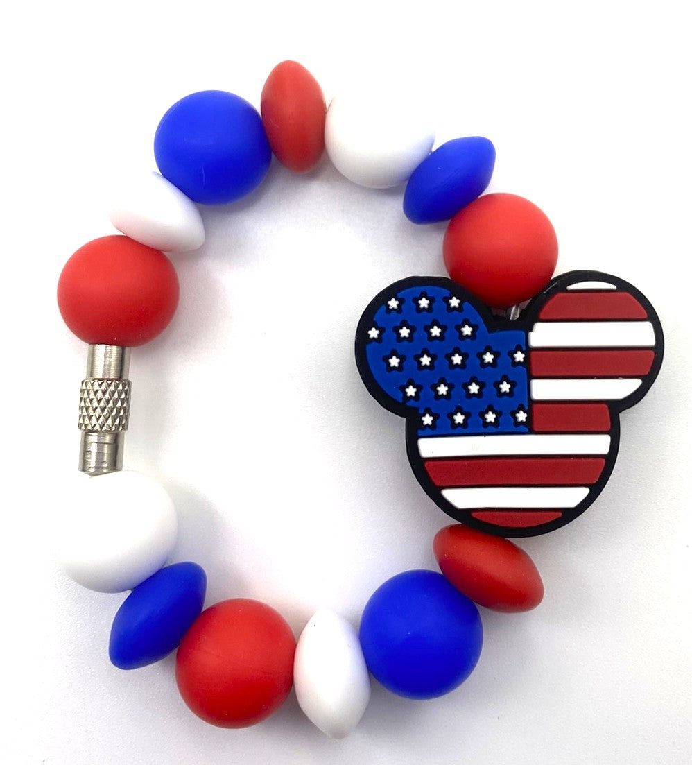 Magical Mouse Ears Boy Patriotic American Flag Stanley Tumbler Cup Handle Charm