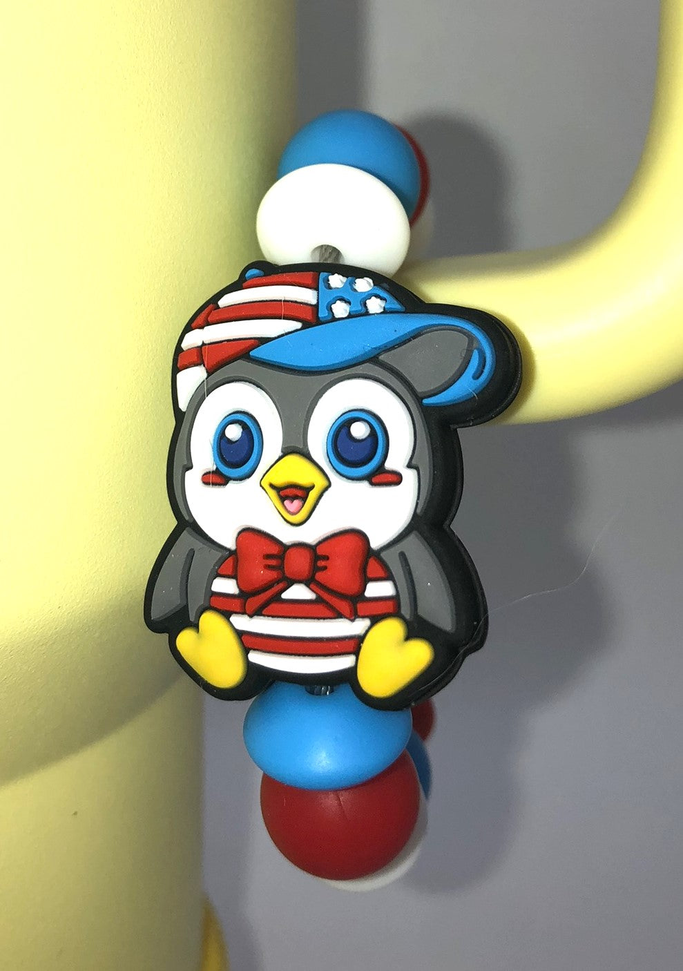 Patriotic Penguin Waddles Stanley Tumbler Cup Handle Charm